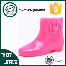 Bottes de pluie femmes US 5-7 Rose / avec noeud couleur crème SGX-501